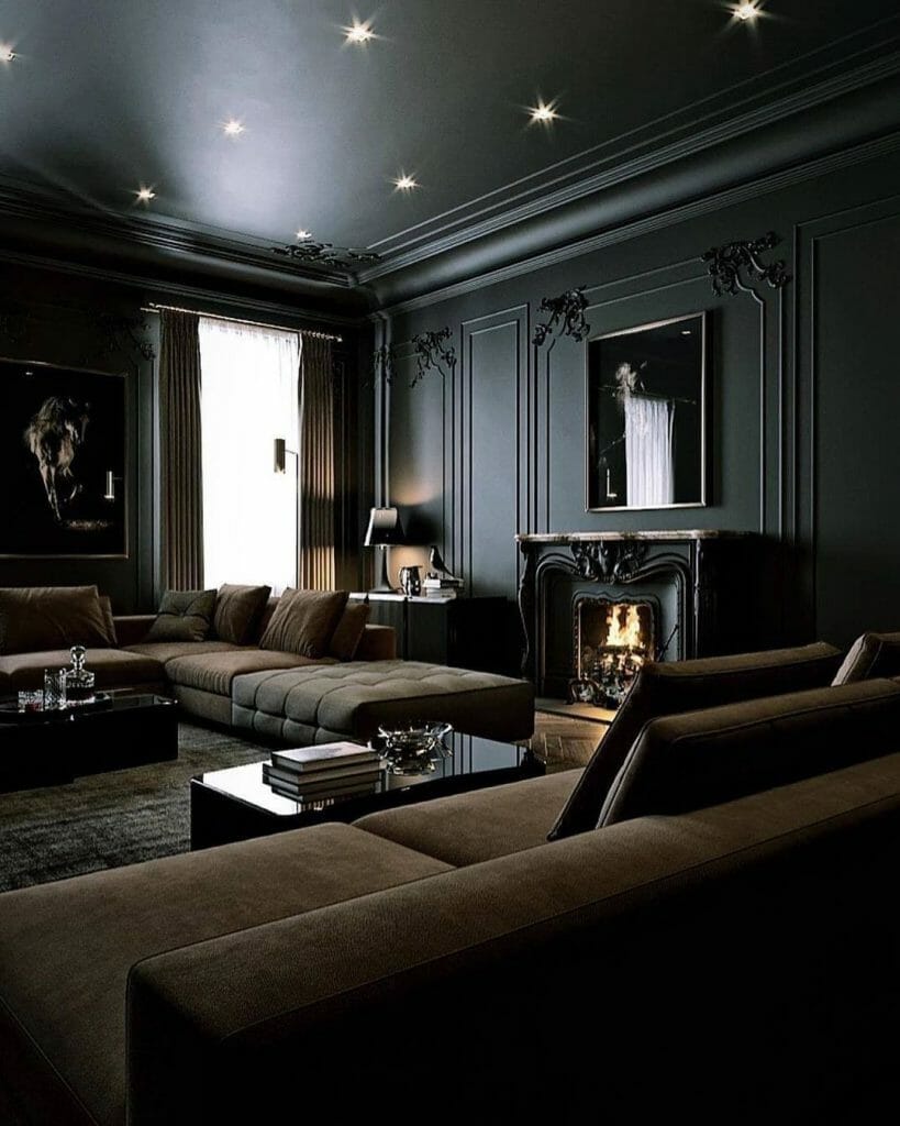 black wall decor for living room